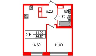 Квартира в ЖК Куинджи, 1 комнатная, 36.5 м², 12 этаж