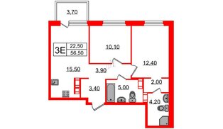Квартира в ЖК Куинджи, 2 комнатная, 58.5 м², 14 этаж
