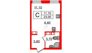 Квартира в ЖК Куинджи, студия, 23 м², 13 этаж