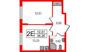 Квартира в ЖК «Аннино Сити», 1 комнатная, 36.26 м², 4 этаж