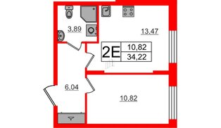 Квартира в ЖК «Аннино Сити», 1 комнатная, 34.22 м², 1 этаж