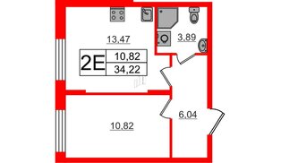 Квартира в ЖК «Аннино Сити», 1 комнатная, 34.22 м², 1 этаж