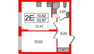 Квартира в ЖК «Аннино Сити», 1 комнатная, 33.97 м², 3 этаж