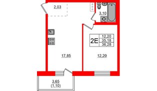 Квартира в ЖК «Эко Гармония», 1 комнатная, 36.28 м², 5 этаж