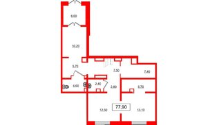 Помещение в ЖК Цветной город, 77.9 м², 1 этаж