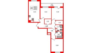 Квартира в ЖК Кинопарк, 3 комнатная, 81.45 м², 6 этаж
