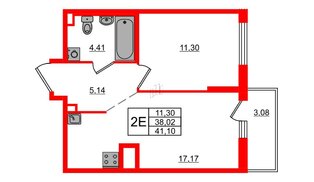 Квартира в ЖК ЦДС Новосаратовка «Город первых», 1 комнатная, 41.1 м², 22 этаж