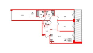 Квартира в ЖК AVANT, 3 комнатная, 93.21 м², 2 этаж
