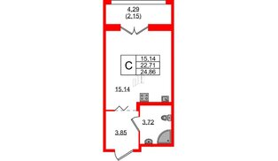 Квартира в ЖК Рождественский квартал, студия, 24.86 м², 2 этаж