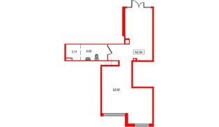 Помещение в ЖК ЦДС Новосаратовка «Город первых», 62.84 м², 1 этаж