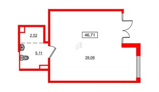 Помещение в ЖК ЦДС Новосаратовка «Город первых», 46.71 м², 1 этаж