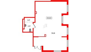 Помещение в ЖК ЦДС Новосаратовка «Город первых», 83.02 м², 1 этаж