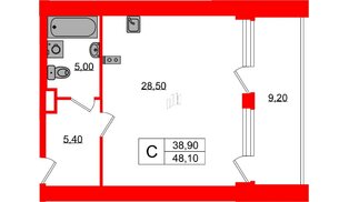 Апартаменты в ЖК Морская Ривьера, студия, 48.1 м², 4 этаж