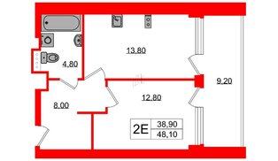 Апартаменты в ЖК Морская Ривьера, 1 комнатные, 48.1 м², 7 этаж