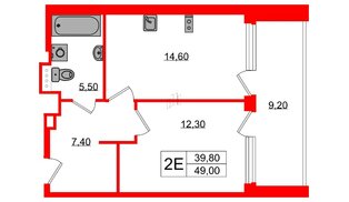 Апартаменты в ЖК Морская Ривьера, 1 комнатные, 49 м², 10 этаж