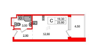 Апартаменты в ЖК Морская Ривьера, студия, 23.8 м², 10 этаж