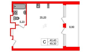 Апартаменты в ЖК Морская Ривьера, студия, 49.3 м², 10 этаж