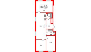 Квартира в ЖК Стороны Света 2, 3 комнатная, 79.72 м², 3 этаж