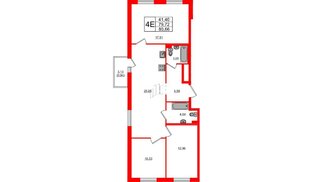 Квартира в ЖК Стороны Света 2, 3 комнатная, 80.66 м², 12 этаж