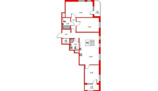 Квартира в ЖК «Респект», 3 комнатная, 97.2 м², 9 этаж