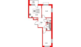 Квартира в ЖК «Респект», 2 комнатная, 55.16 м², 6 этаж