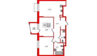 Квартира в ЖК «Респект», 2 комнатная, 59.65 м², 2 этаж