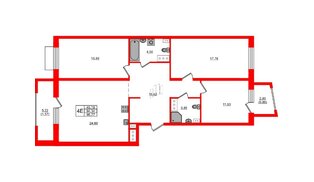 Квартира в ЖК RESPECT, 3 комнатная, 96.77 м², 3 этаж