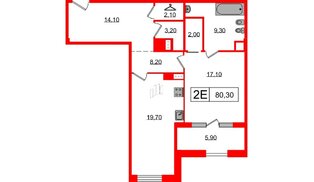Квартира в ЖК Манхэттен, 1 комнатная, 80.3 м², 6 этаж