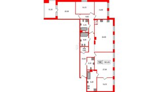 Квартира в ЖК Манхэттен, 4 комнатная, 185.28 м², 2 этаж