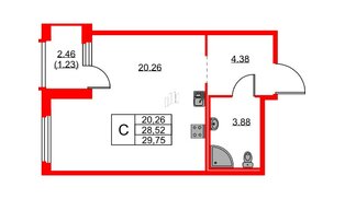 Квартира в ЖК «Парголово», студия, 29.75 м², 15 этаж