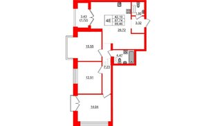 Квартира в ЖК Наука, 3 комнатная, 89.46 м², 10 этаж