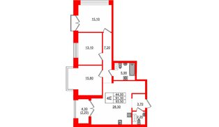 Квартира в ЖК Наука, 3 комнатная, 89.01 м², 10 этаж