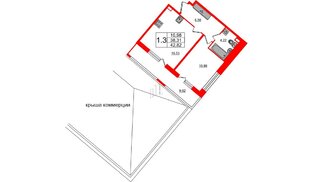 Квартира в ЖК «Пульс Премьер», 1 комнатная, 38.31 м², 2 этаж