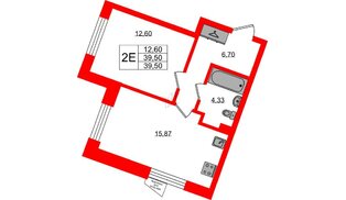 Квартира в ЖК VEREN NORT Сертолово, 1 комнатная, 39.5 м², 2 этаж