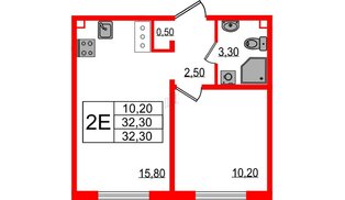 Квартира в ЖК 'Цветной город', 1 комнатная, 32.3 м², 20 этаж
