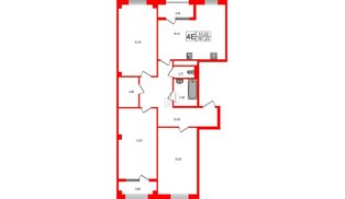 Квартира в ЖК «Новокасимово», 3 комнатная, 101.23 м², 2 этаж