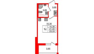 Квартира в ЖК «Бионика Заповедная», студия, 21.4 м², 3 этаж