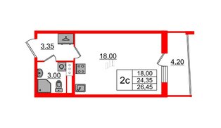 Квартира в ЖК «Бионика Заповедная», студия, 24.35 м², 9 этаж