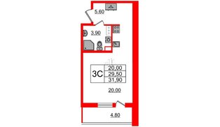 Квартира в ЖК «Бионика Заповедная», студия, 29.5 м², 10 этаж