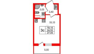 Квартира в ЖК «Бионика Заповедная», студия, 24.55 м², 8 этаж