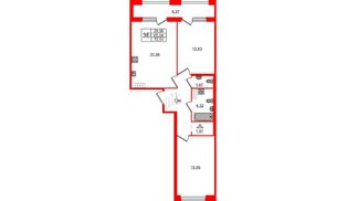 Квартира в ЖК Квартал Б15, 2 комнатная, 65.54 м², 4 этаж