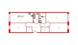 Квартира в ЖК VEREN Village Стрельна, 3 комнатная, 106 м², 3 этаж