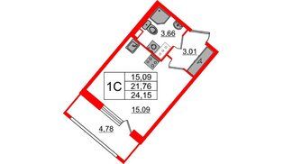 Квартира в ЖК «Пульс Премьер», студия, 21.76 м², 11 этаж