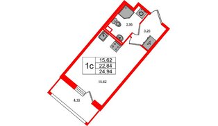 Квартира в ЖК «Пульс Премьер», студия, 22.84 м², 1 этаж