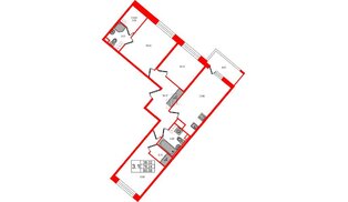 Квартира в ЖК «Пульс Премьер», 3 комнатная, 78.24 м², 13 этаж