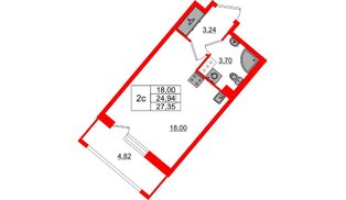 Квартира в ЖК Pulse Premier, студия, 24.94 м², 12 этаж