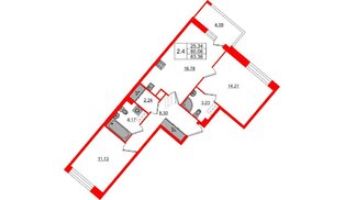 Квартира в ЖК «Пульс Премьер», 2 комнатная, 60.06 м², 6 этаж