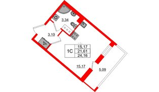 Квартира в ЖК «Пульс Премьер», студия, 21.61 м², 8 этаж