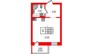 Квартира в ЖК Северный Меридиан, студия, 26.28 м², 8 этаж