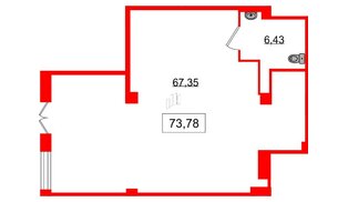 Помещение в ЖК ID Политех, 73.78 м², 1 этаж